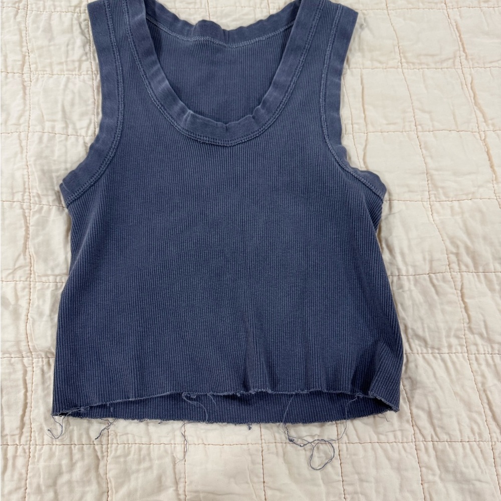 Brandy Melville Blue Sleeveless Ribbed Top